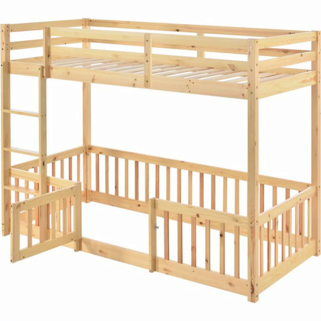 KLAM HOME Kinderbett Kiefer Massivbett Etagenbett mit Treppe (Set, Hausbett günstig online kaufen