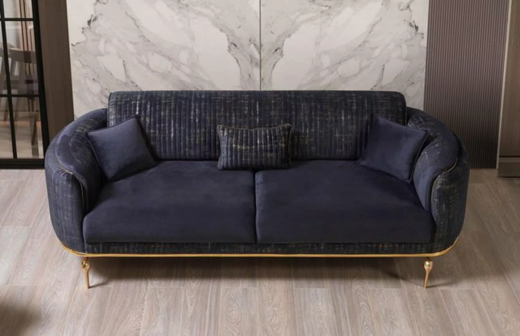 JVmoebel 3-Sitzer Luxus Sofa 3 Sitzer Wohnzimmer Blau Modernes reisitzer Mö günstig online kaufen