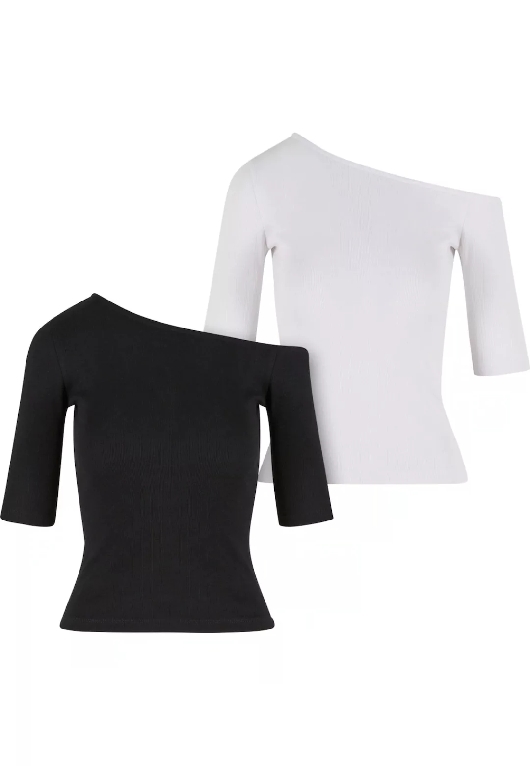 URBAN CLASSICS T-Shirt "Urban Classics Ladies Organic Asymmetric Rib Tee 2- günstig online kaufen