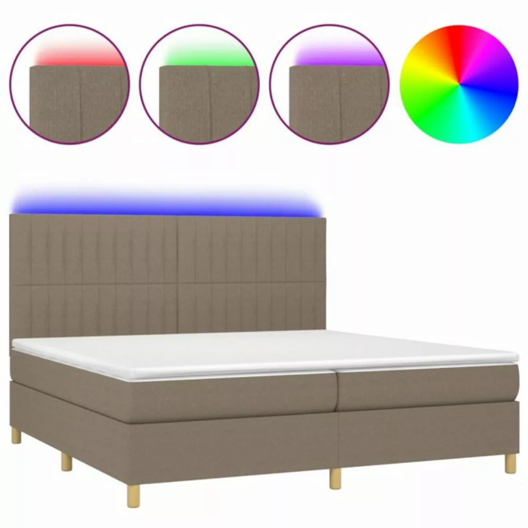 vidaXL Boxspringbett (200 x 200 cm, Streifen Vertikal, Taupe), mit LED günstig online kaufen