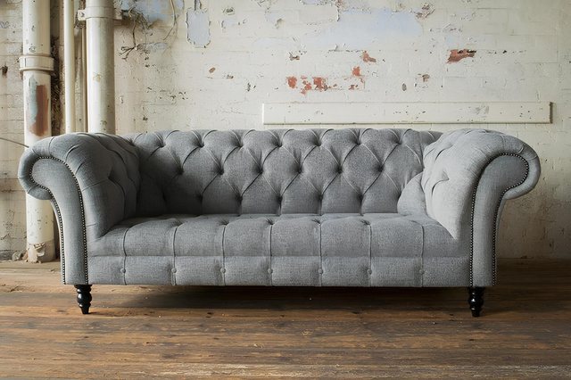 Xlmoebel Sofa Neu Graue Chesterfield Polster-Couch 3-Sitzer Sofa Set, Herge günstig online kaufen