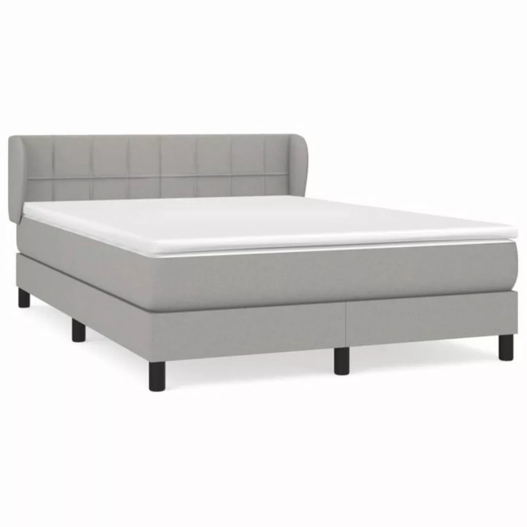 vidaXL Boxspringbett Boxspringbett mit Matratze Hellgrau 140x190 cm Stoff B günstig online kaufen