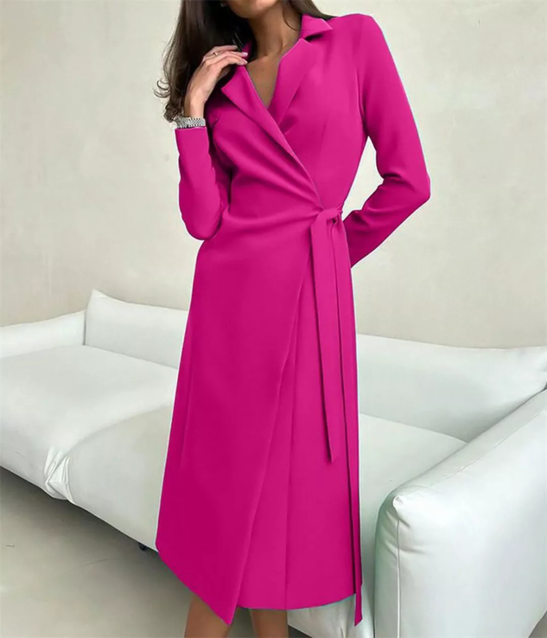 AFAZ New Trading UG Blusenkleid Damen kleid einfarbig Hemdkleid Anzugrock M günstig online kaufen