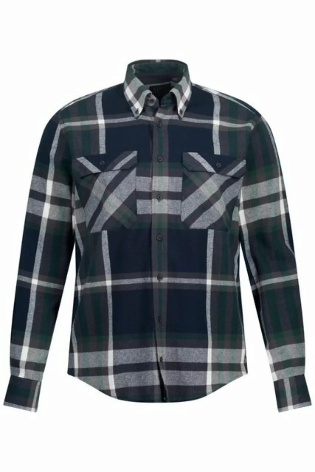 JP1880 Businesshemd Karo-Flanellhemd Langarm Buttondown-Kragen günstig online kaufen