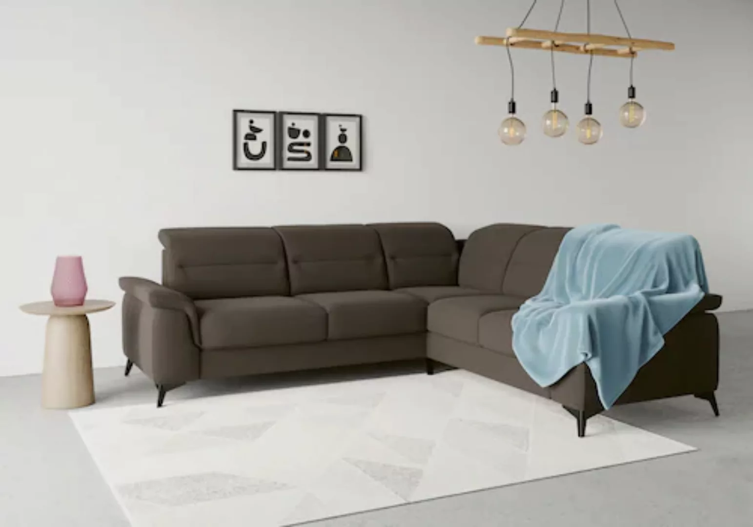 sit&more Ecksofa Sinatra L-Form, optinal mit Kopfteilverstellung und Armtei günstig online kaufen