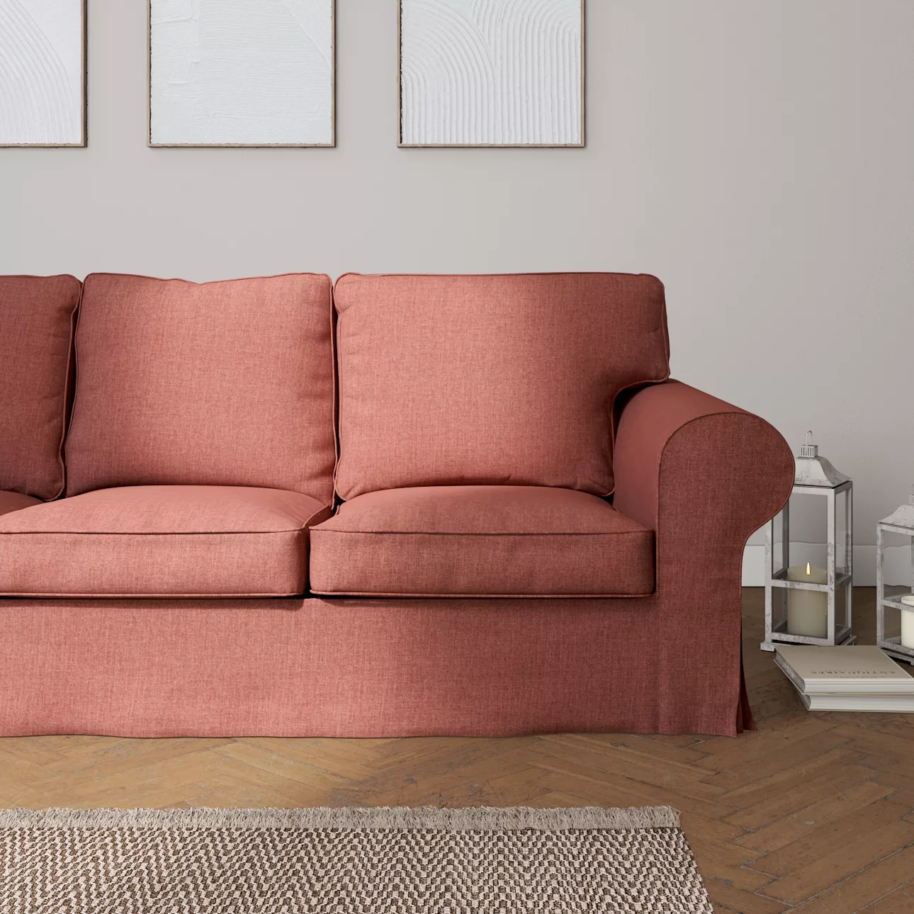 Bezug für Ektorp 3-Sitzer Sofa nicht ausklappbar, cognac braun, Sofabezug f günstig online kaufen