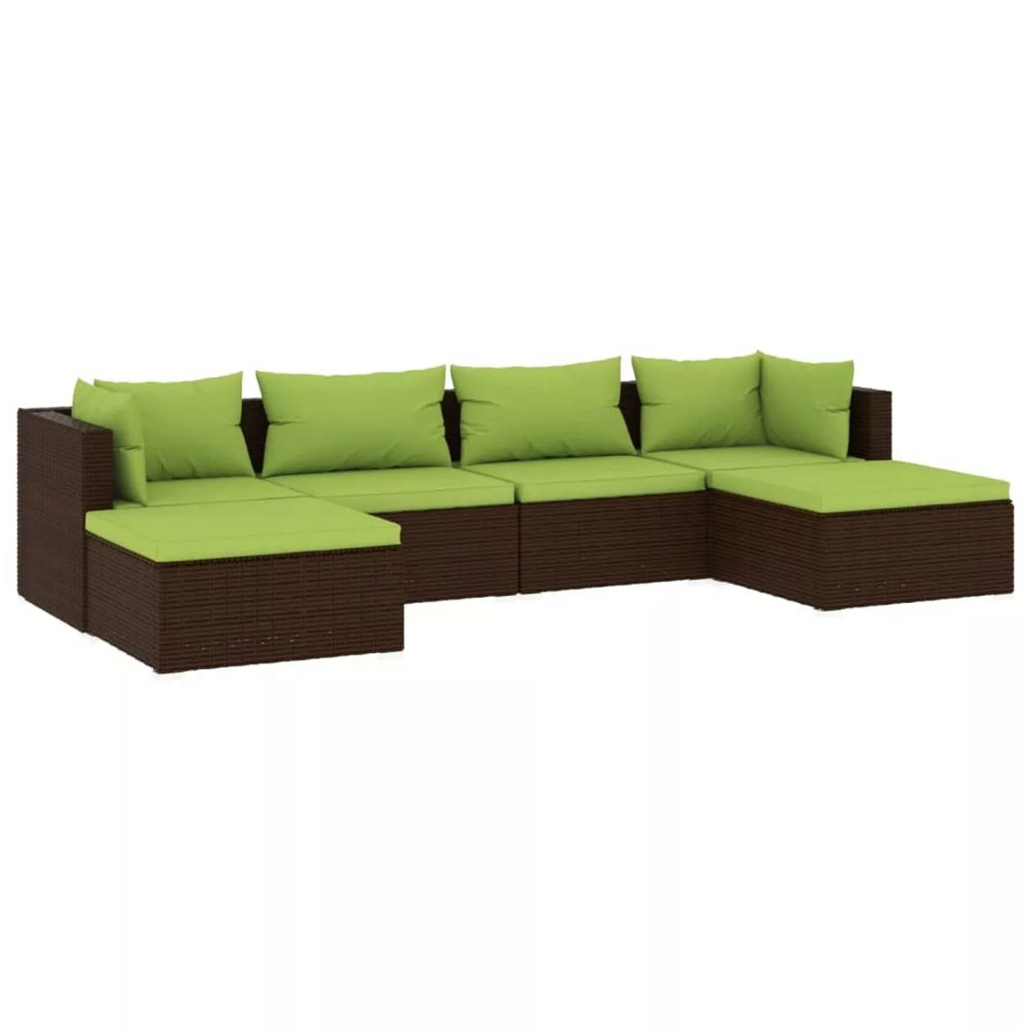 vidaXL 6-tlg Garten-Lounge-Set mit Kissen Poly Rattan Braun Modell 24 günstig online kaufen