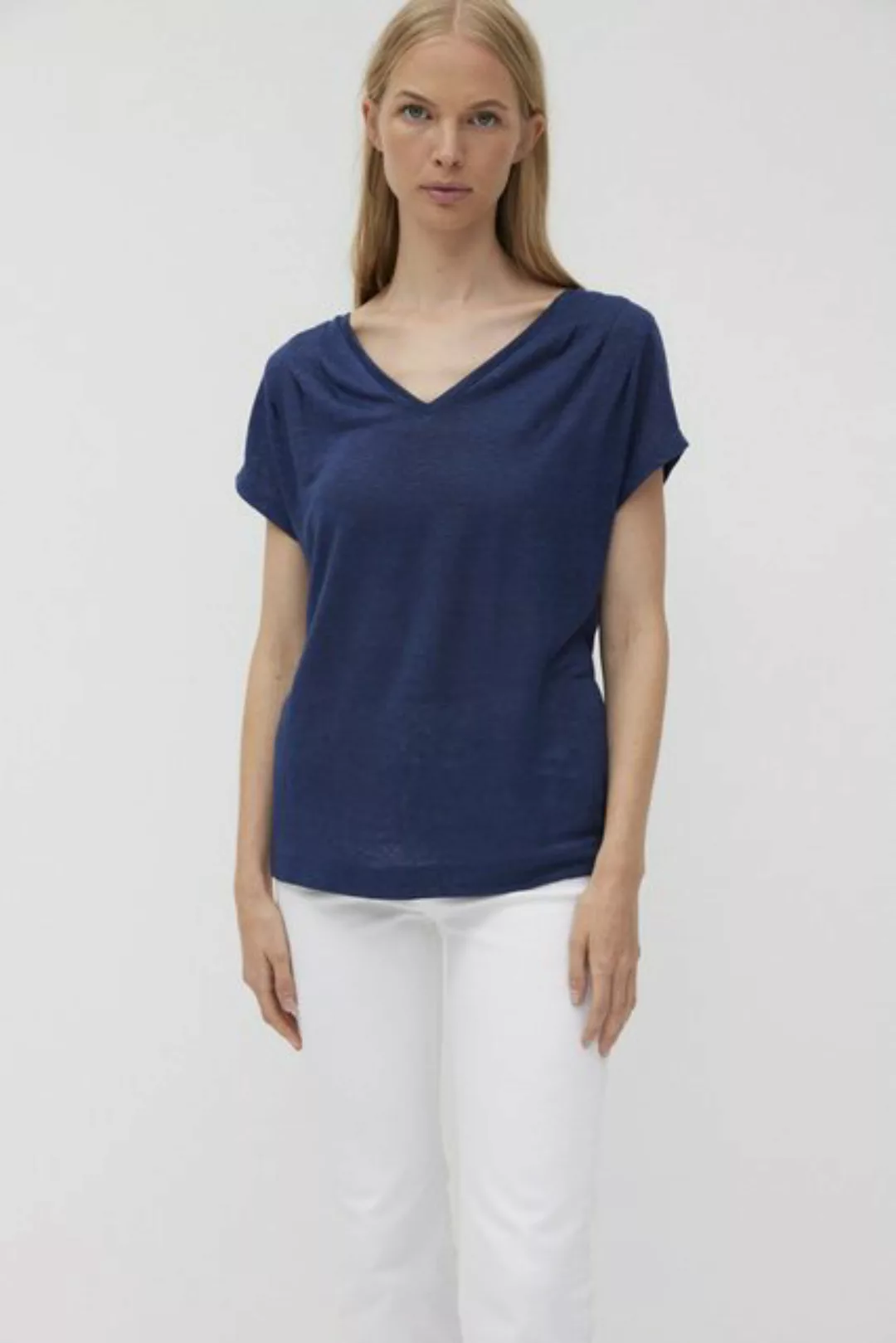 THE FASHION PEOPLE T-Shirt Linen T-Shirt V-Neck günstig online kaufen