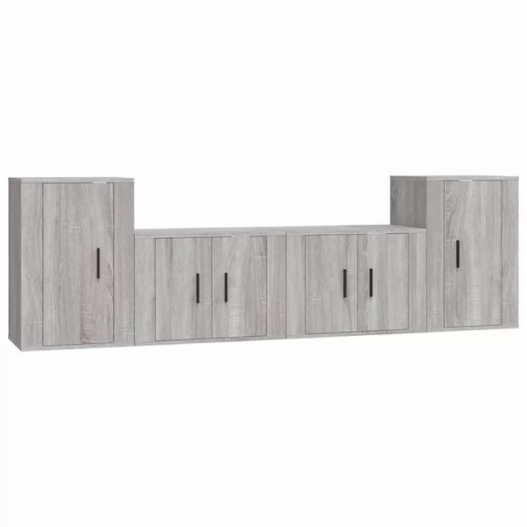 furnicato TV-Schrank 4-tlg. TV-Schrank-Set Grau Sonoma Holzwerkstoff (1-St) günstig online kaufen