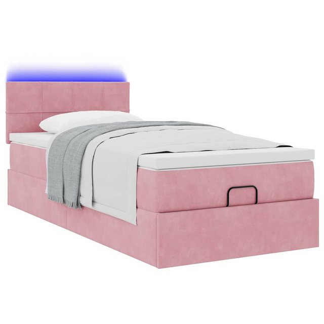 vidaXL Bett Ottoman-Bett mit Matratze & LEDs Rosa 80x200 cm Samt günstig online kaufen