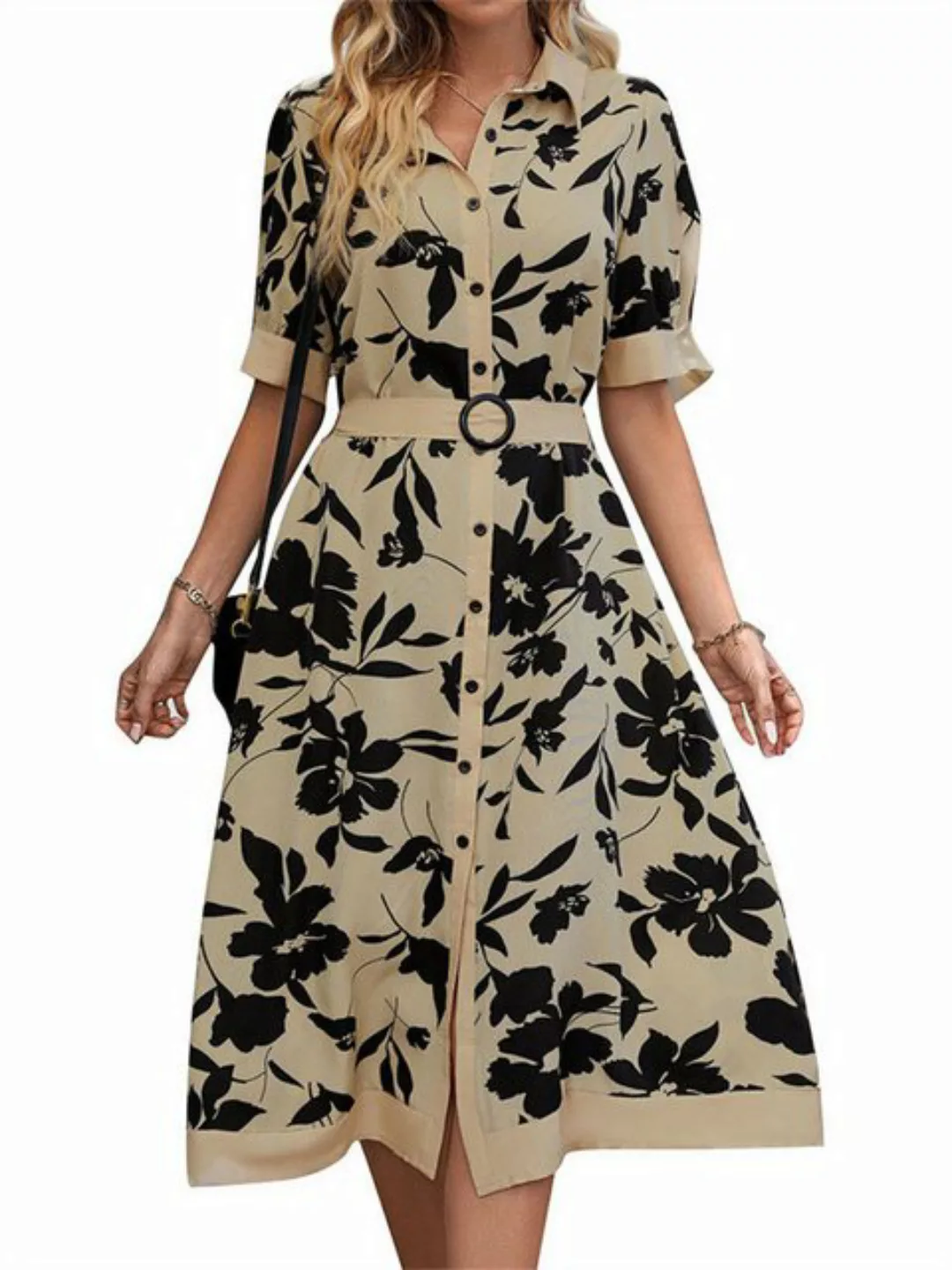 AFAZ New Trading UG Sommerkleid Modisches A-Linien-Hemdkleid mit Blumendruc günstig online kaufen