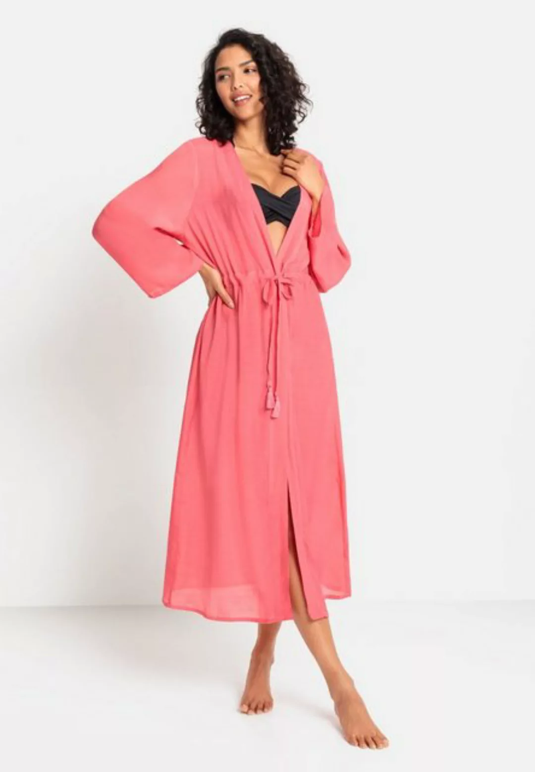 LASCANA Strandkleid im Kimono-Style zum Binden, langärmliges Sommerkleid, K günstig online kaufen