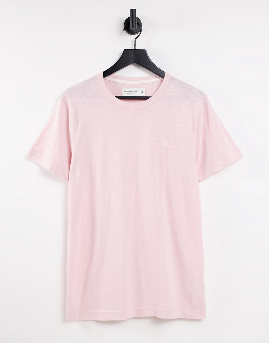 Abercombie & Fitch – T-Shirt in Rosa mit Logo günstig online kaufen