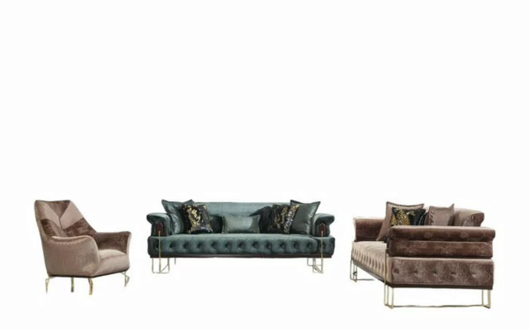 JVmoebel Sofa Modernes Sofagarnitur Sofa Luxus Garnitur Sofas Sessel 3+3+1S günstig online kaufen