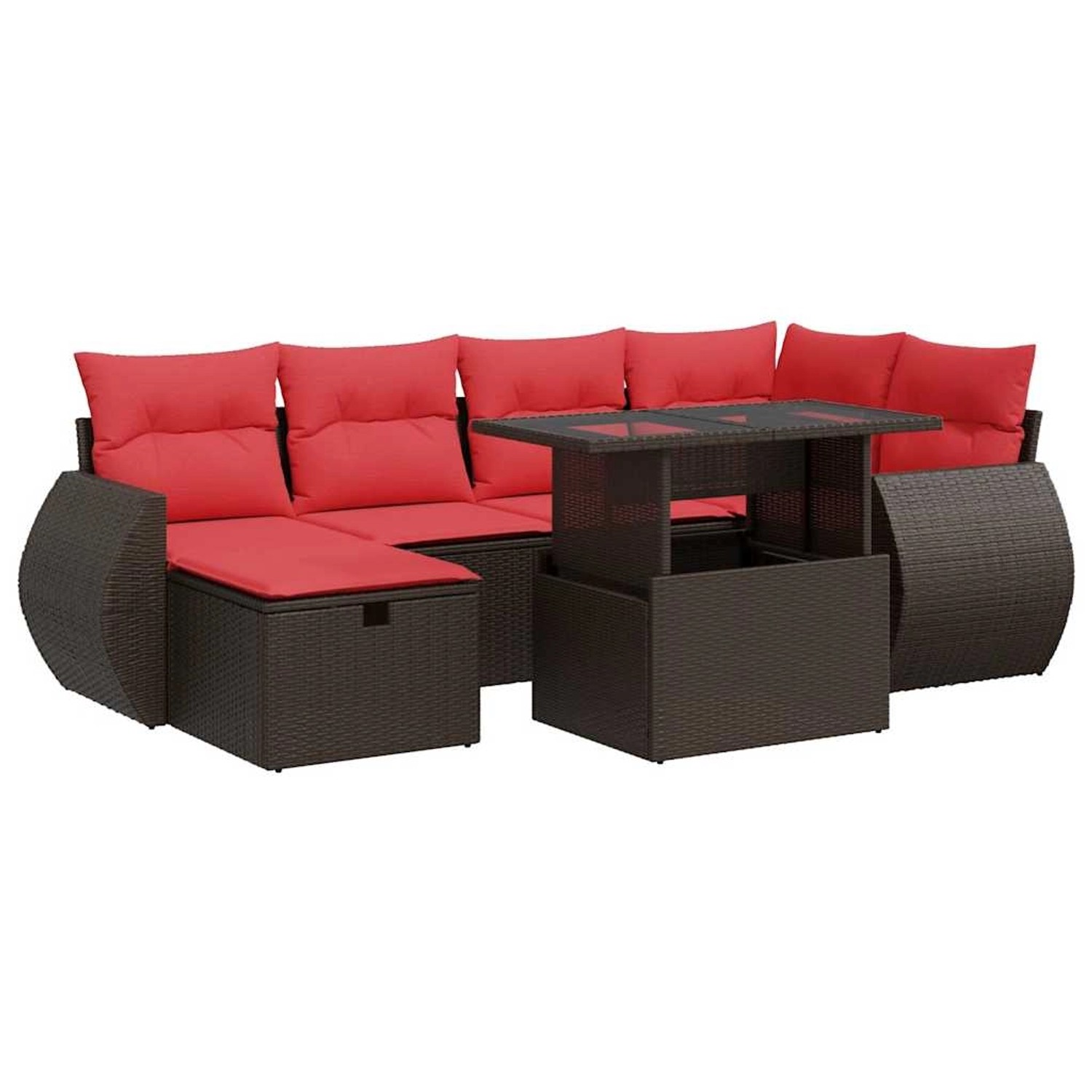 vidaXL 7-Tlg Garten-Sofagarnitur mit Kissen Braun Poly Rattan 3327904 günstig online kaufen