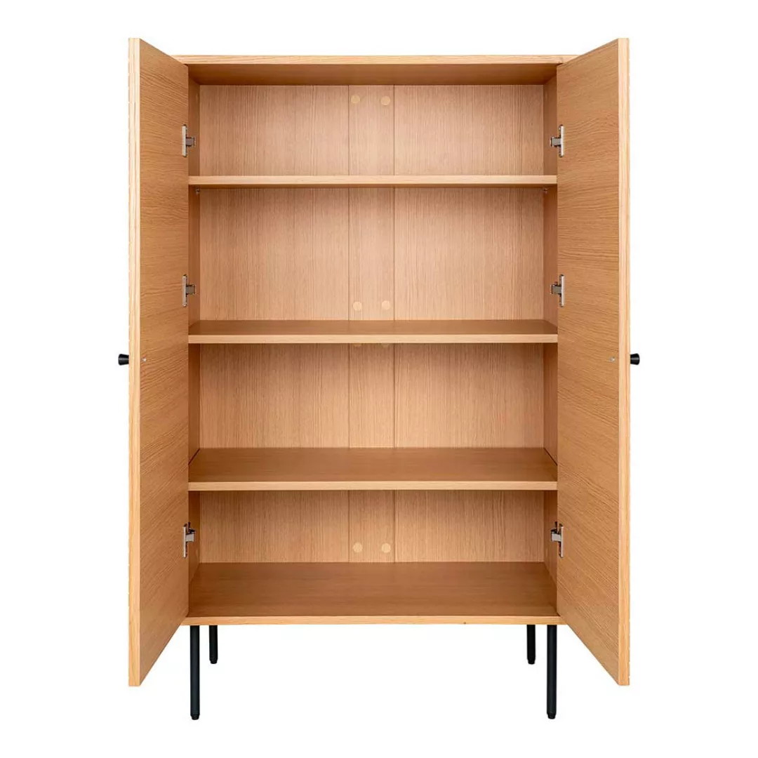 Wohnzimmer Schrank Highboard in Eichefarben mit Vierfußgestell aus Metall günstig online kaufen