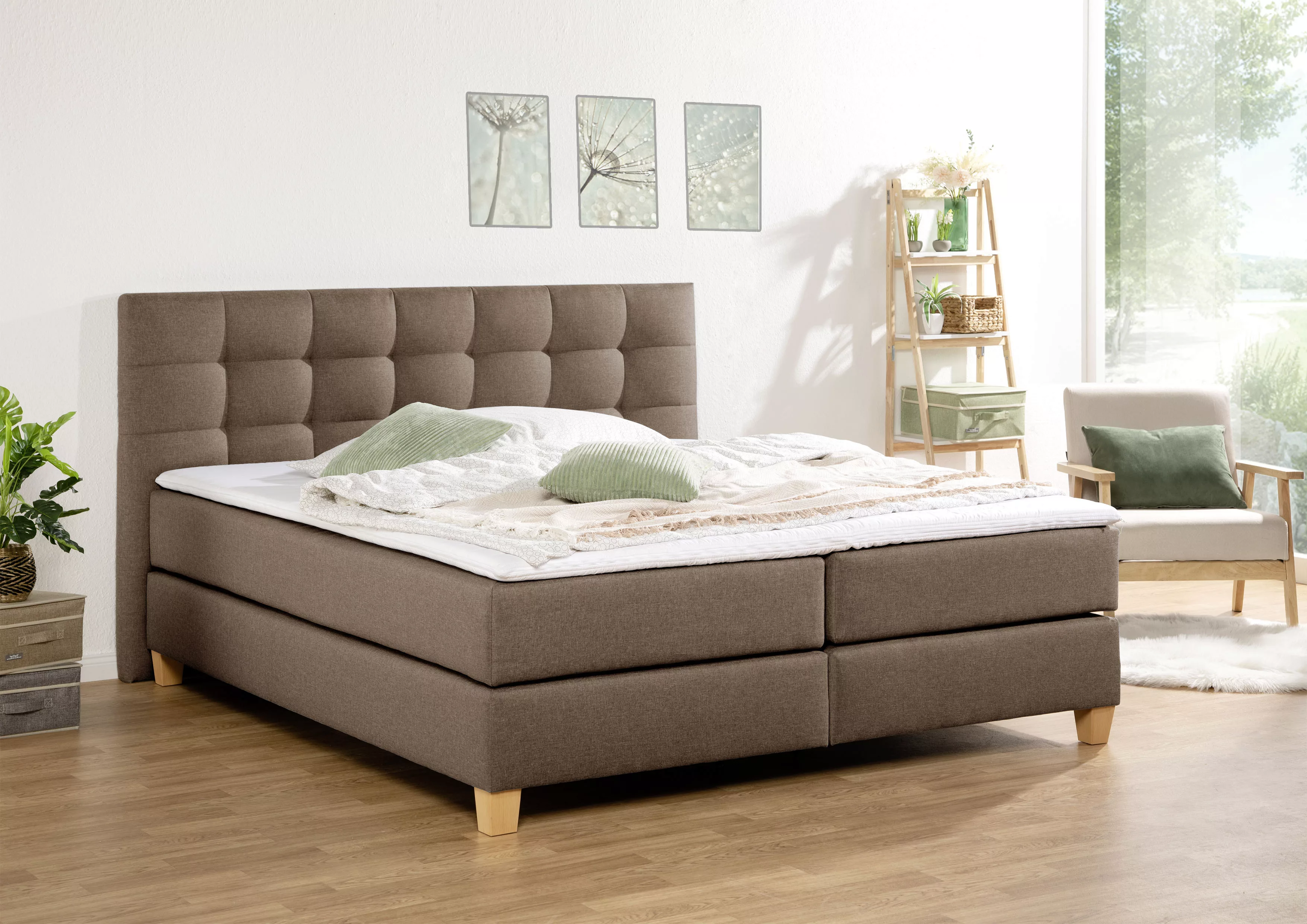 Home affaire Boxspringbett "Moulay", inkl. Topper, in Überlänge 220 cm, 3 H günstig online kaufen