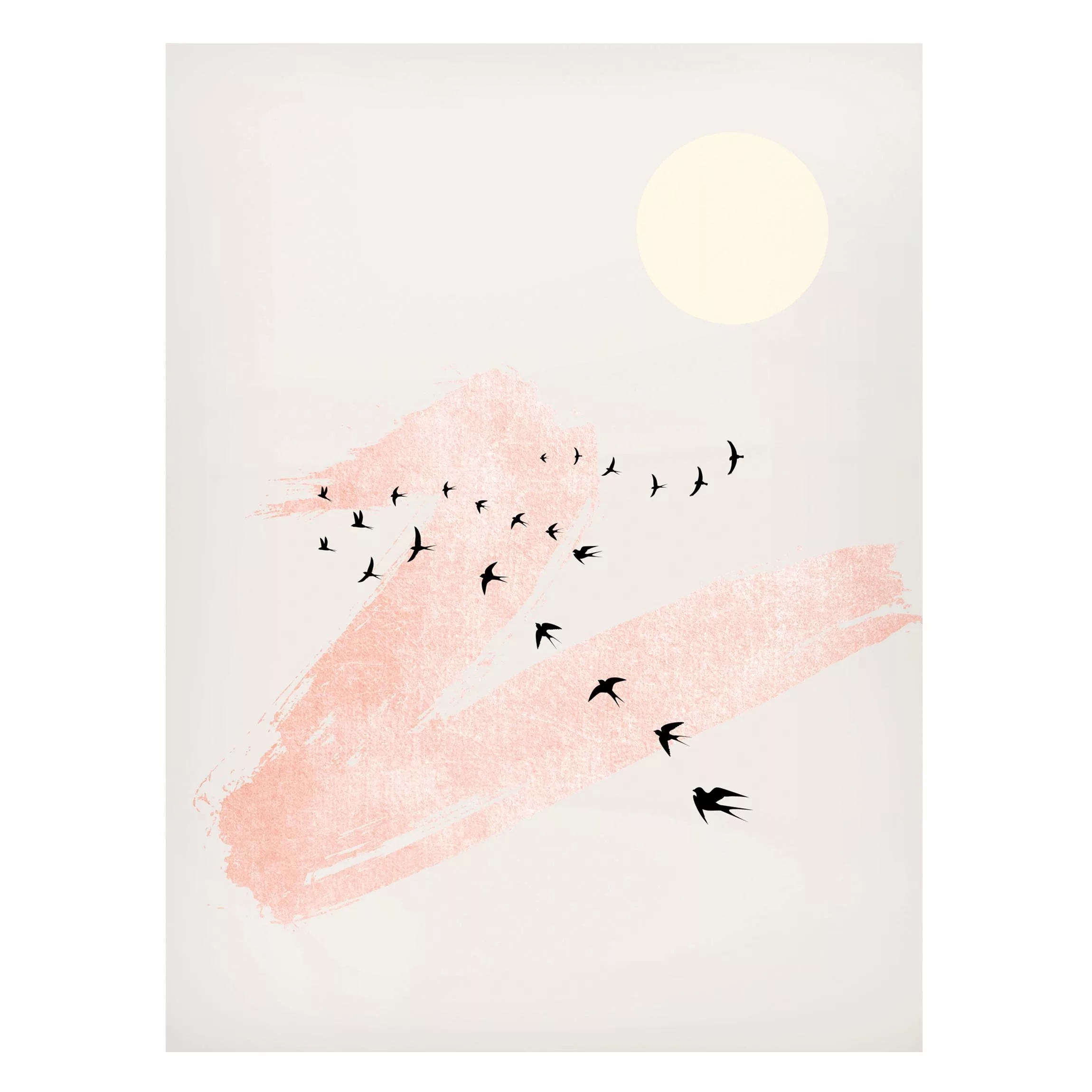 Magnettafel Pink Sky Behind Flock Of Birds günstig online kaufen
