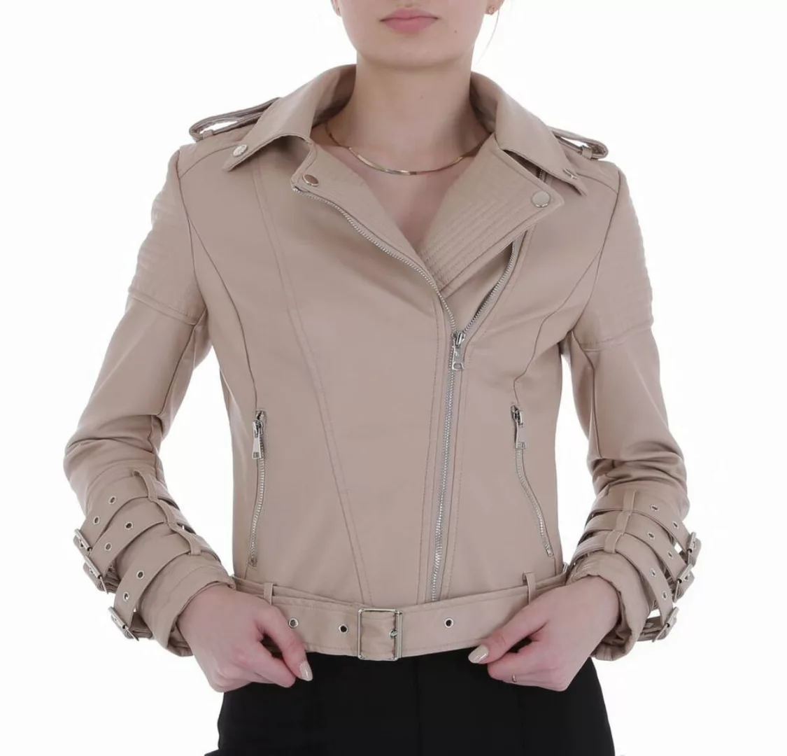 Ital-Design Steppjacke Damen Biker Bikerjacke in Beige günstig online kaufen