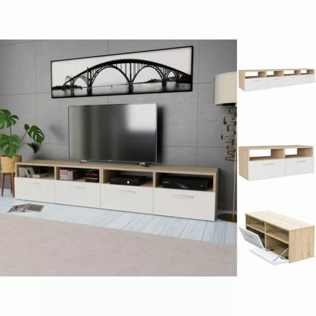 vidaXL TV-Schrank 2 Stk. TV-Schränke Holzwerkstoff 95x35x36 cm Eiche und We günstig online kaufen