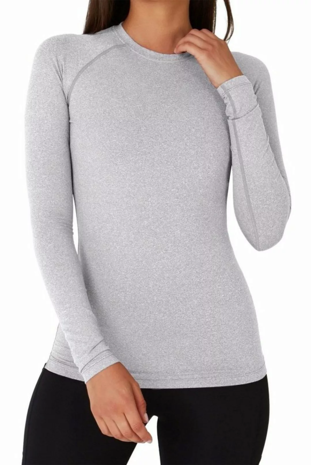 TCA Langarmshirt TCA Damen Thermo-Laufshirt - Hellgrau (1-tlg) günstig online kaufen