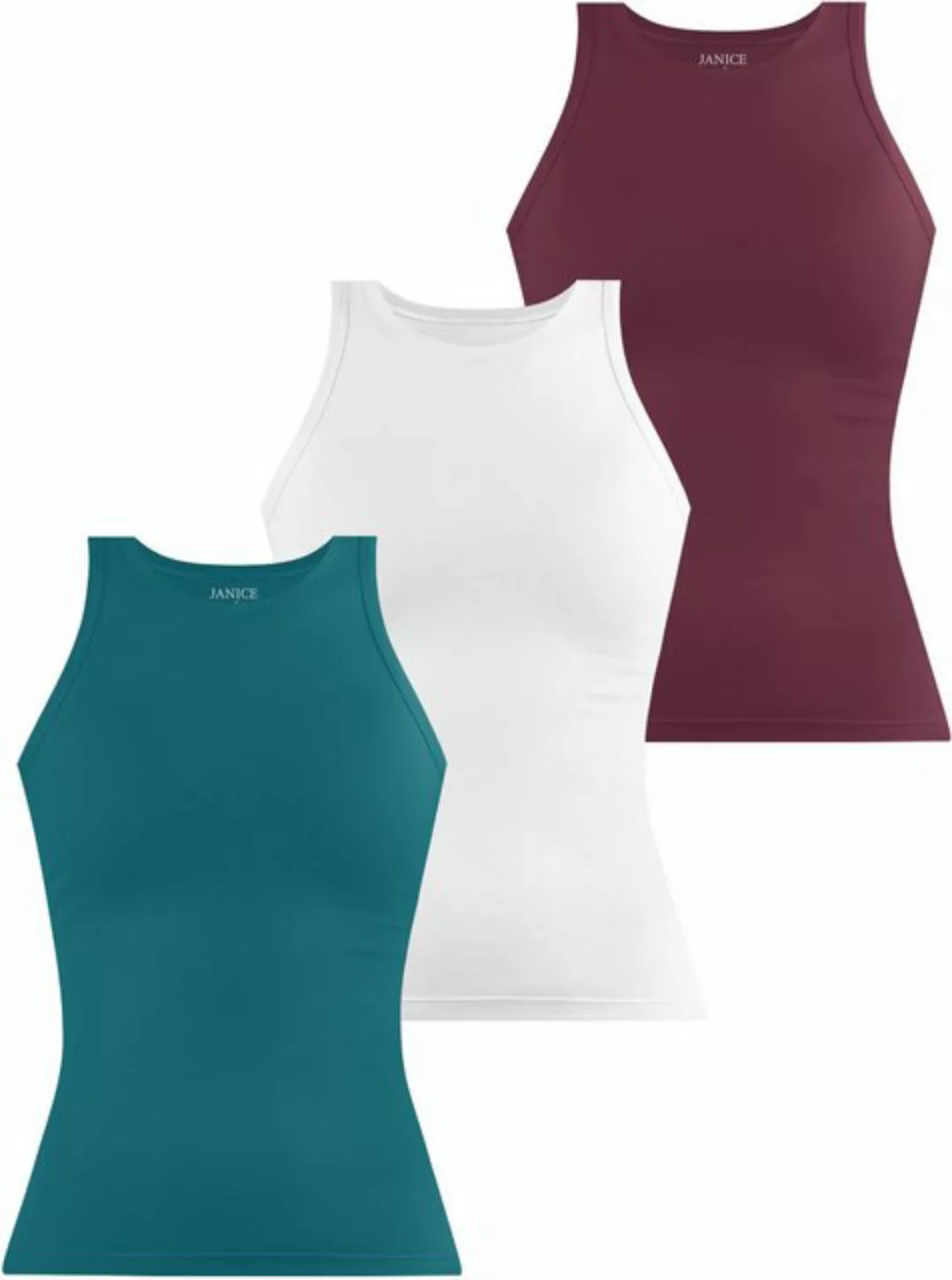 Janice Tanktop 3 x Damen Top hochgeschlossen Nauta Trägertop aus Baumwolle günstig online kaufen