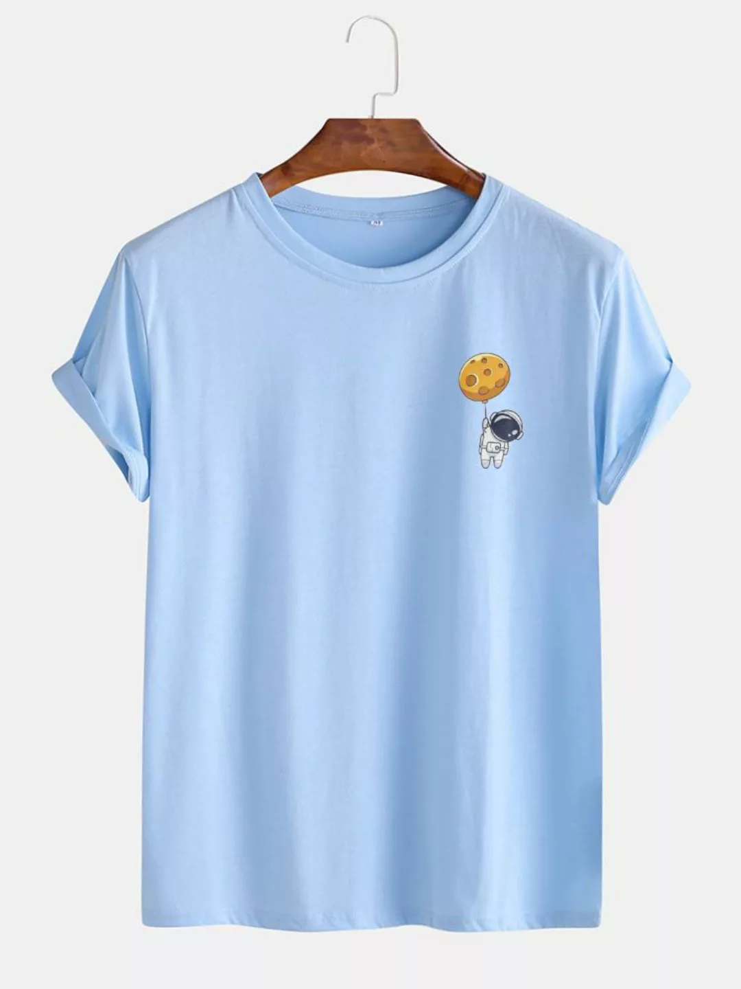 Lässige Kurzarm-T-Shirts aus Baumwolle mit lustigem Astronautendruck für He günstig online kaufen