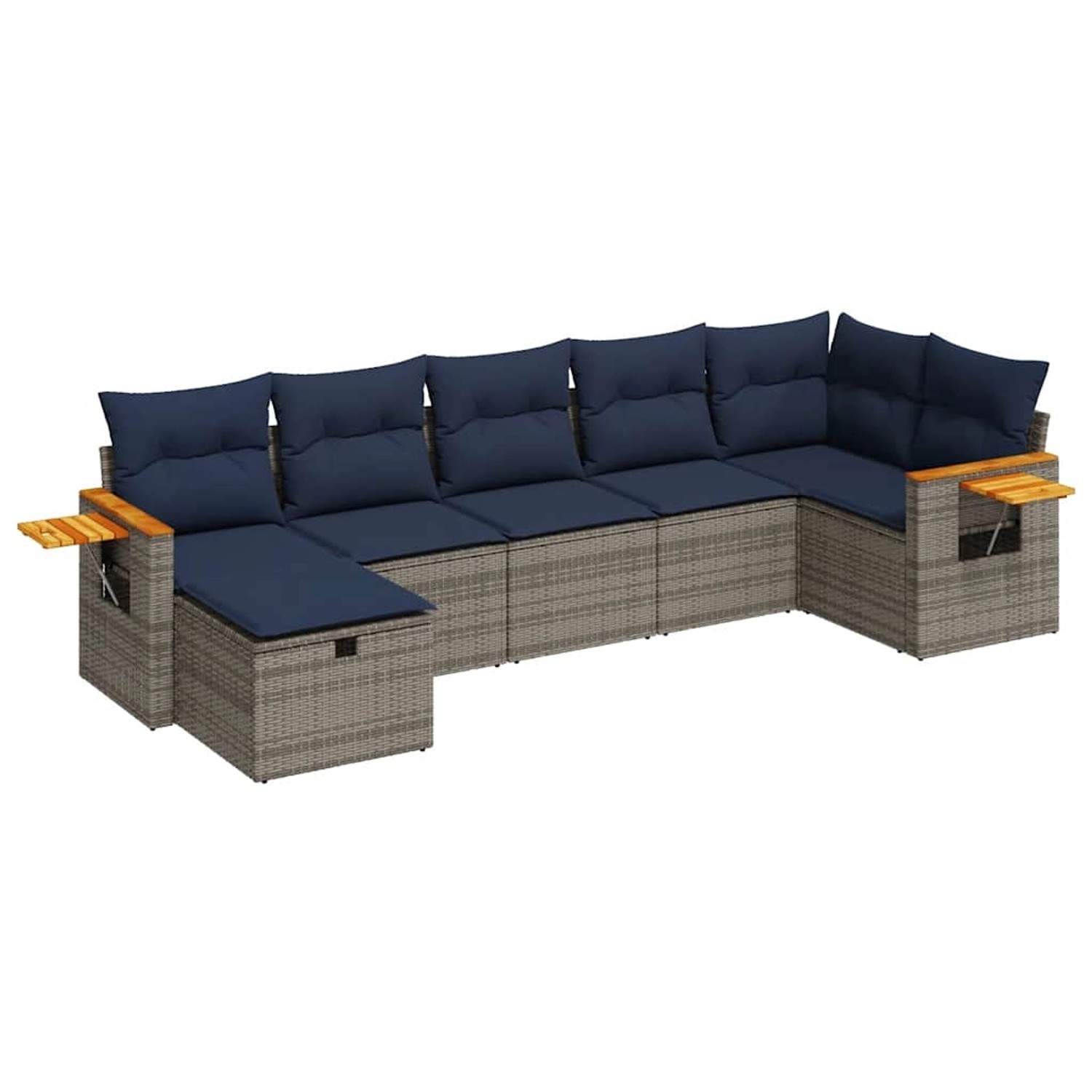 vidaXL 7-Tlg Garten-Sofagarnitur mit Kissen Grau Poly Rattan 3325988 günstig online kaufen
