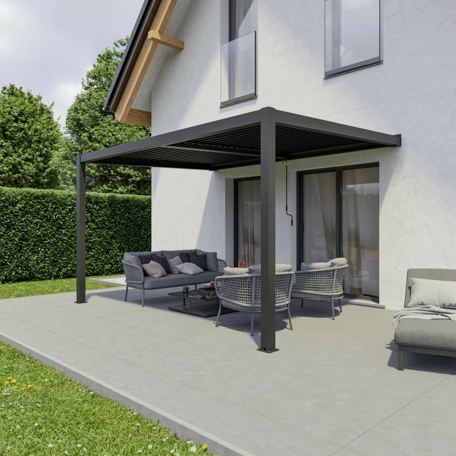 Ximax Pergola Shade Aluminium Wandmontage 400 cm x 300 cm Dunkelgrau günstig online kaufen