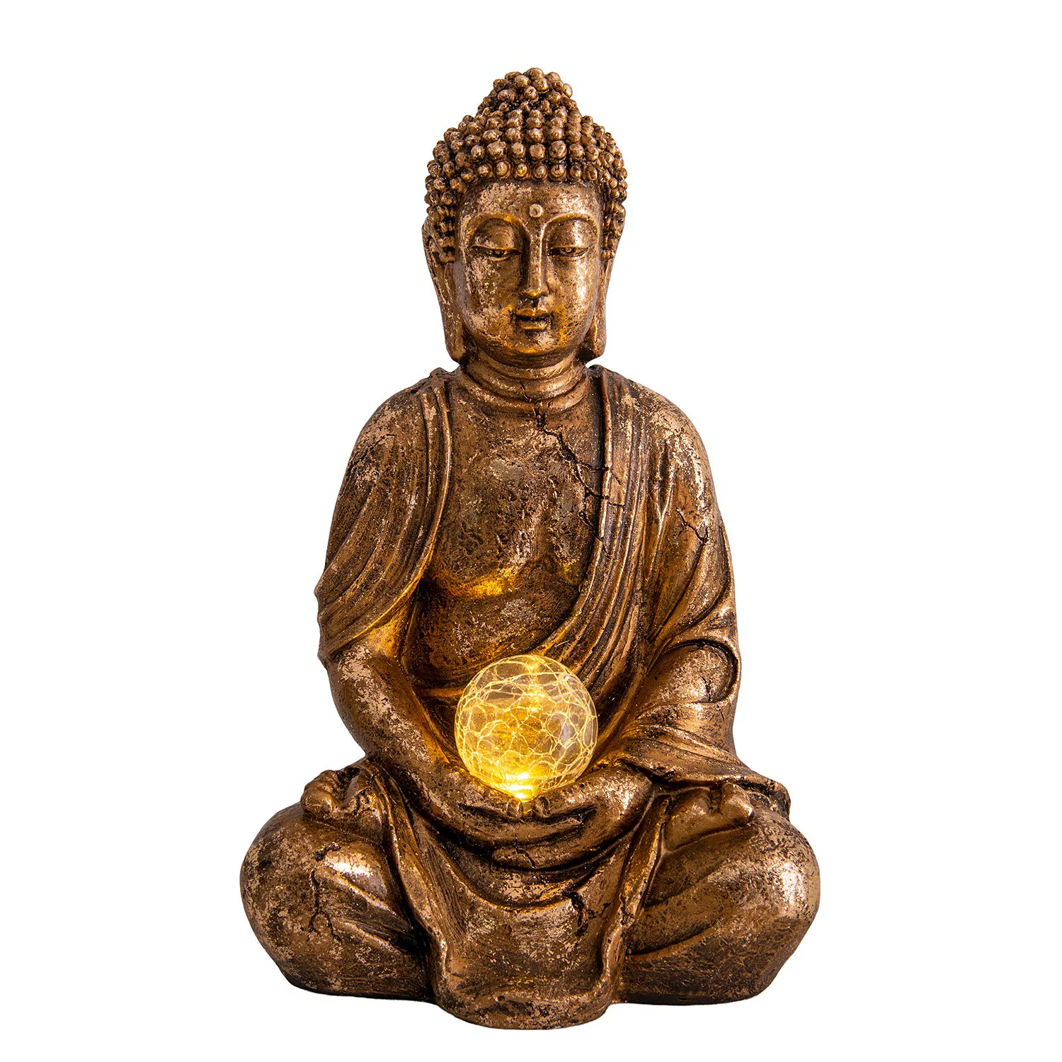 Näve "LED Deko-Solarleuchte ""Buddha"" H30,5cm" gold günstig online kaufen