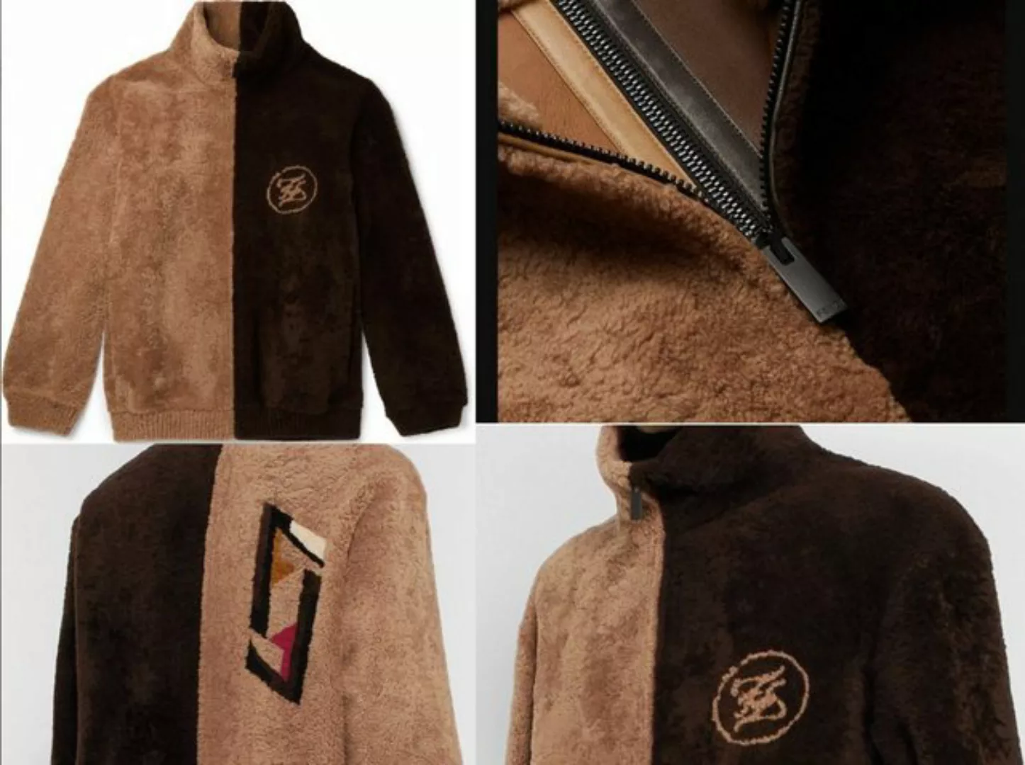 FENDI Winterjacke FENDI Deadstock Rare Reversible Logo Intarsia Shearling J günstig online kaufen