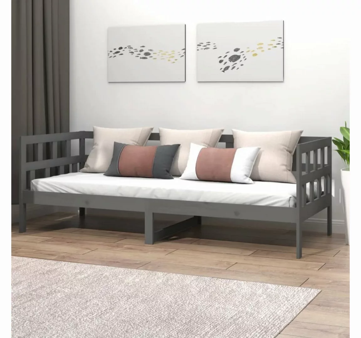 furnicato Bett Tagesbett Grau Massivholz Kiefer 90x200 cm günstig online kaufen