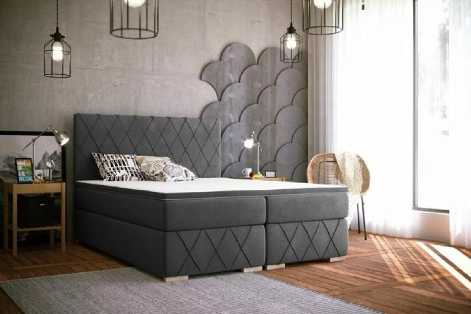 JVmoebel Bett Doppel Bett Komplett Matratze Boxspring Topper Betten Kasten günstig online kaufen