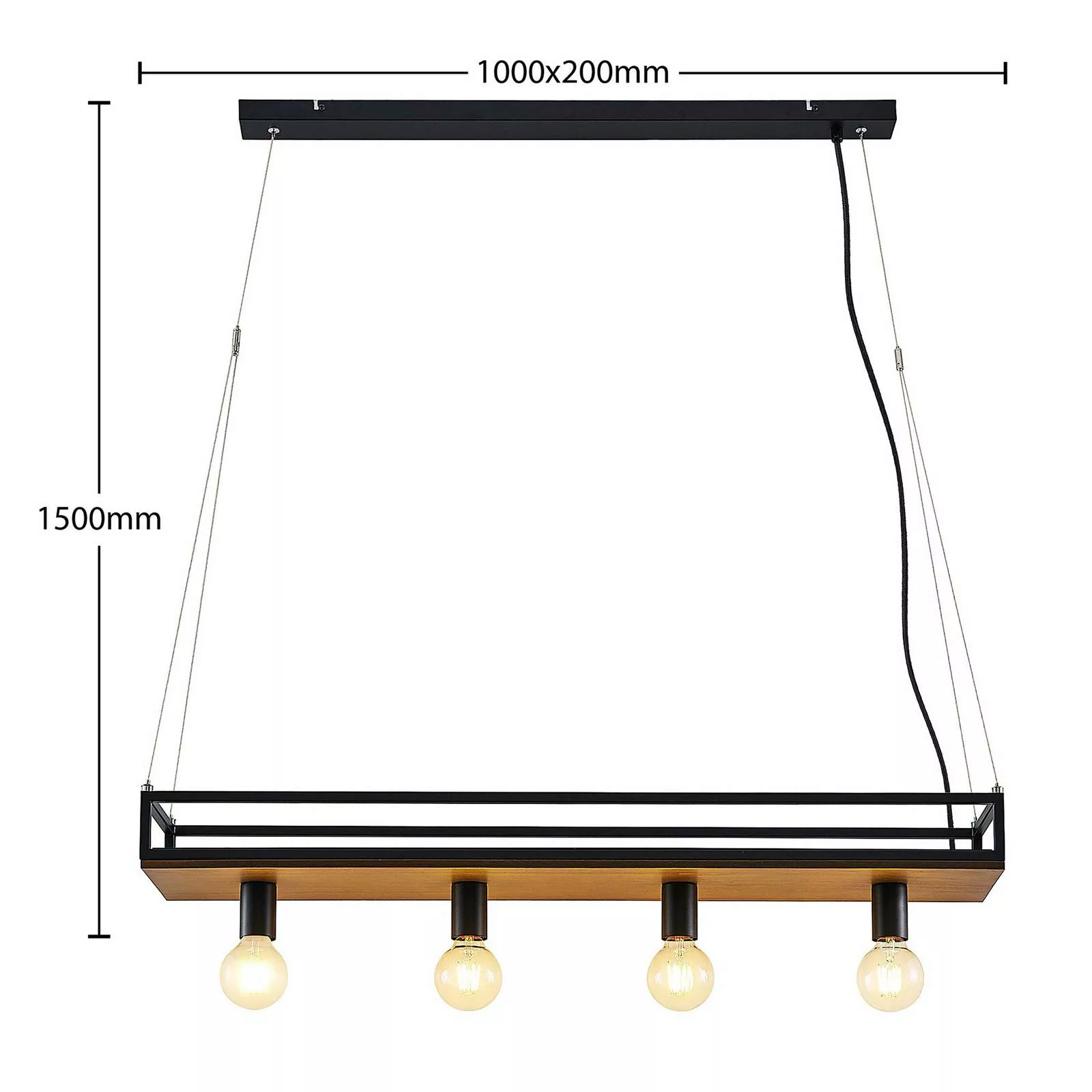 Lindby Kirista Pendelleuchte, vierflammig, Holz günstig online kaufen