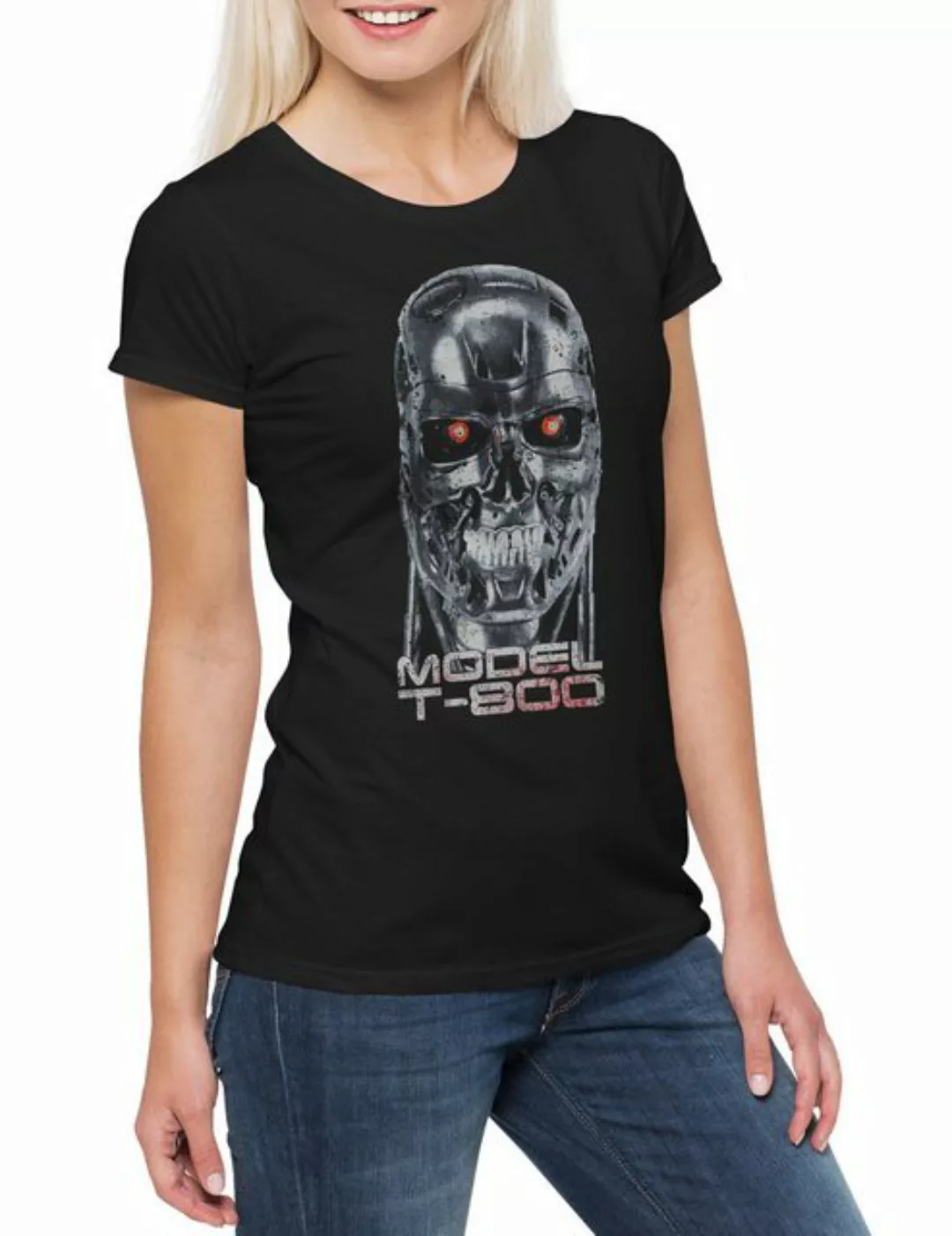 Urban Backwoods Print-Shirt Skullhead Model Damen T-Shirt Cyborg Cyberdine günstig online kaufen