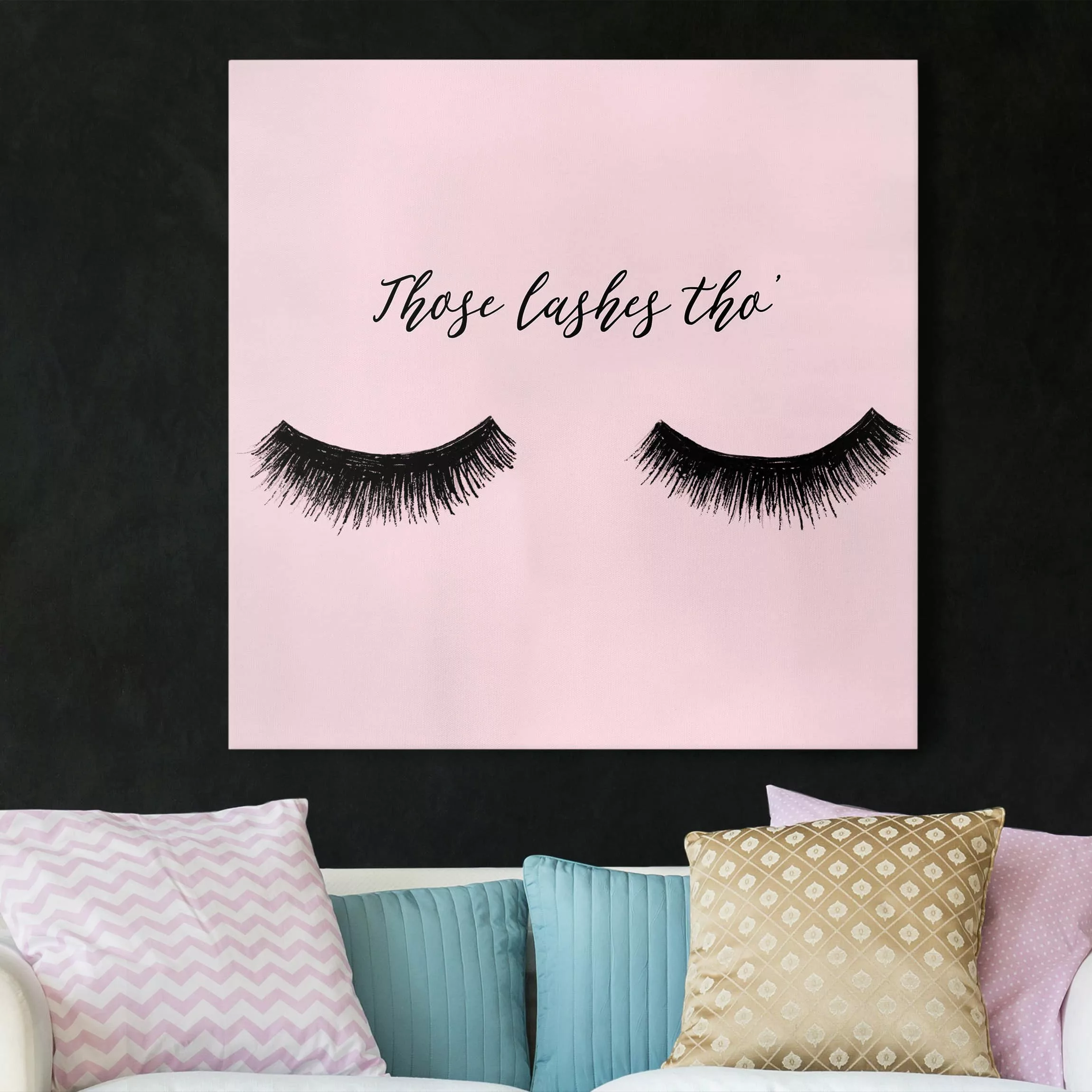 Leinwandbild Spruch - Quadrat Wimpern Chat - Lashes günstig online kaufen