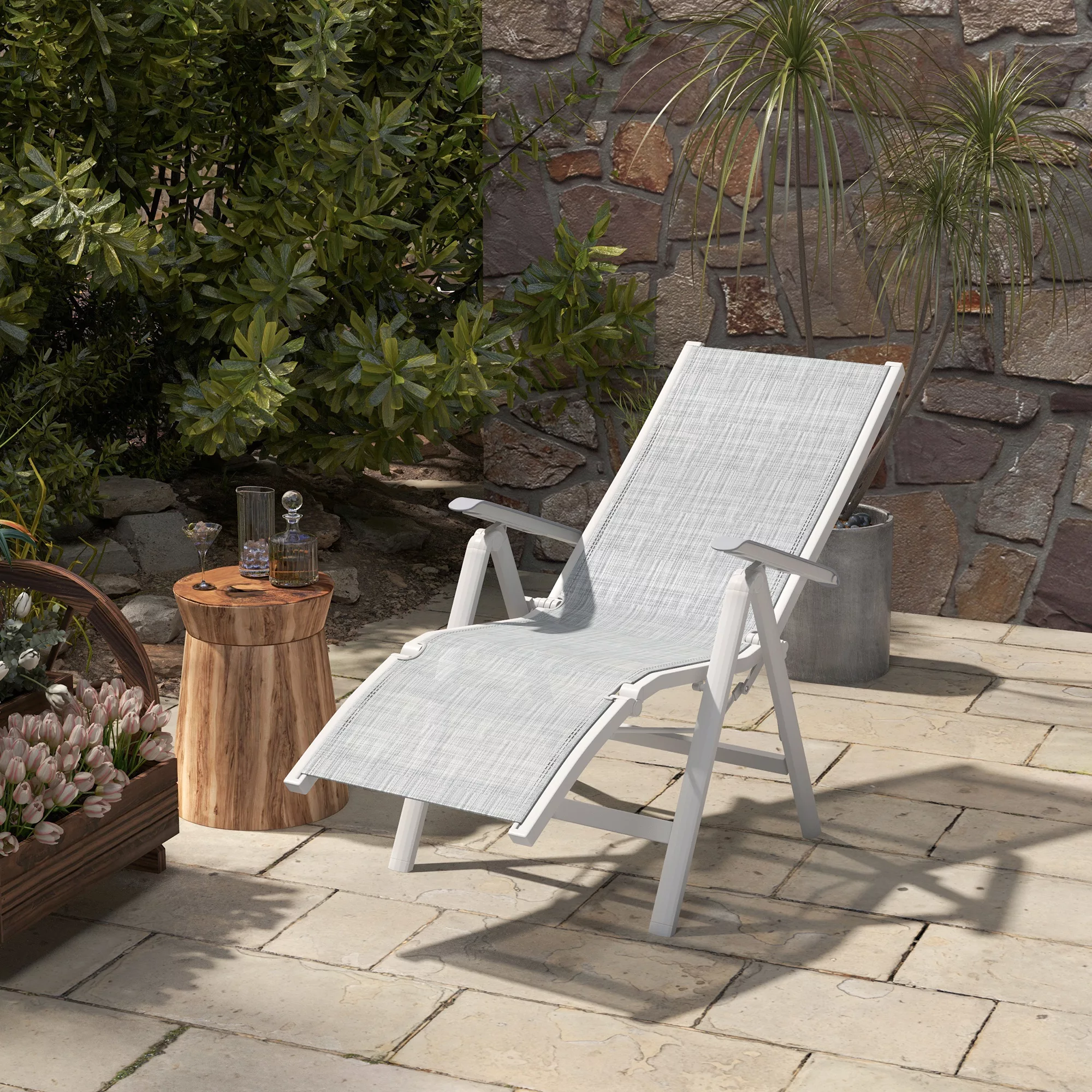 Outsunny Sonnenliege, Klappbare Gartenliege, Liegestuhl mit Verstellbarer F günstig online kaufen