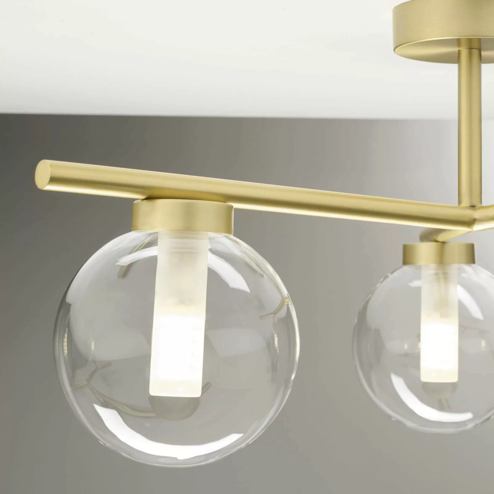 Deckenlampe Camely, gold gebürstet/klar, 3-flammig günstig online kaufen