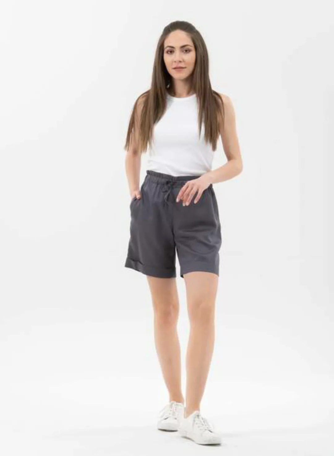 Paperbag-shorts Aus Tencel Mit Kordelzug günstig online kaufen