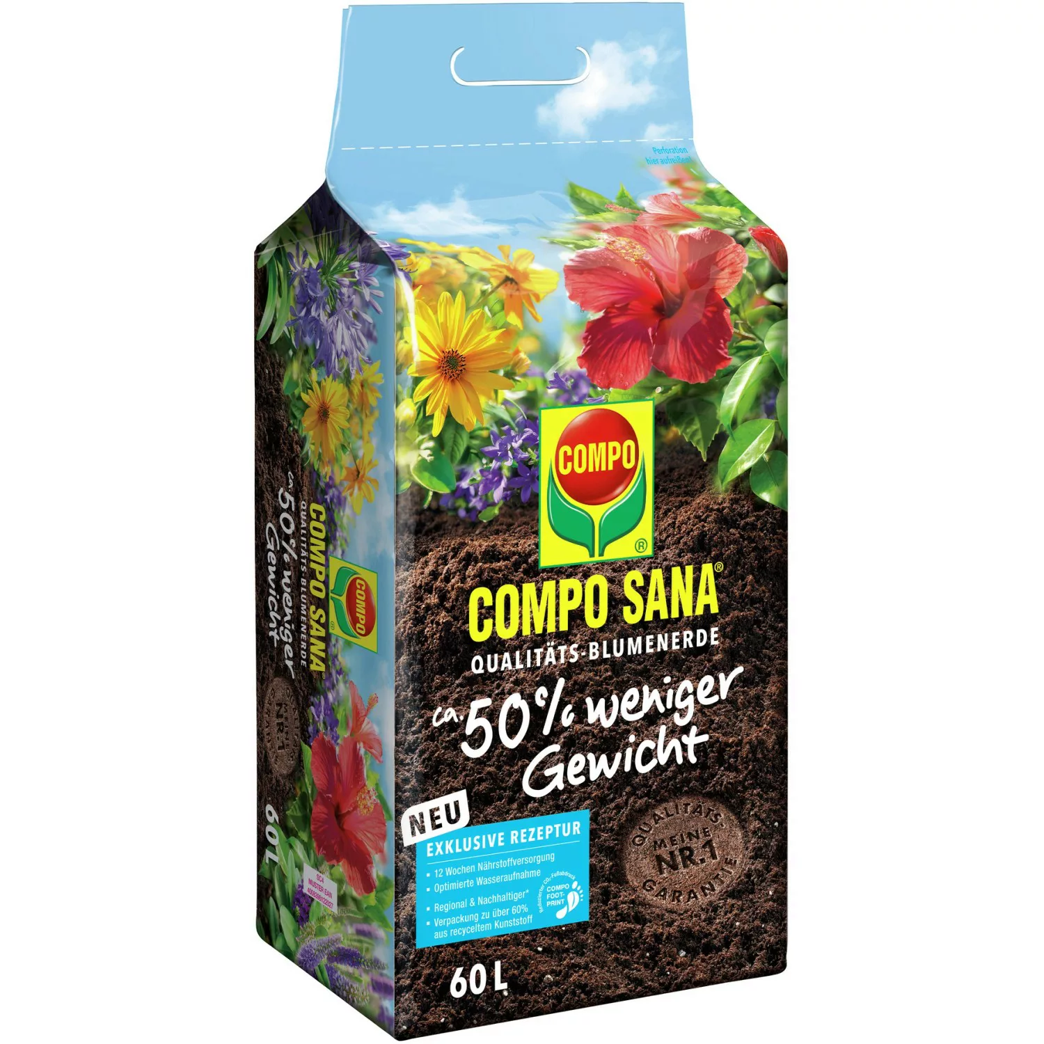 Compo Qualitäts-Blumenerde ca. 50 Prozent weniger Gewicht 1 x 60 l günstig online kaufen