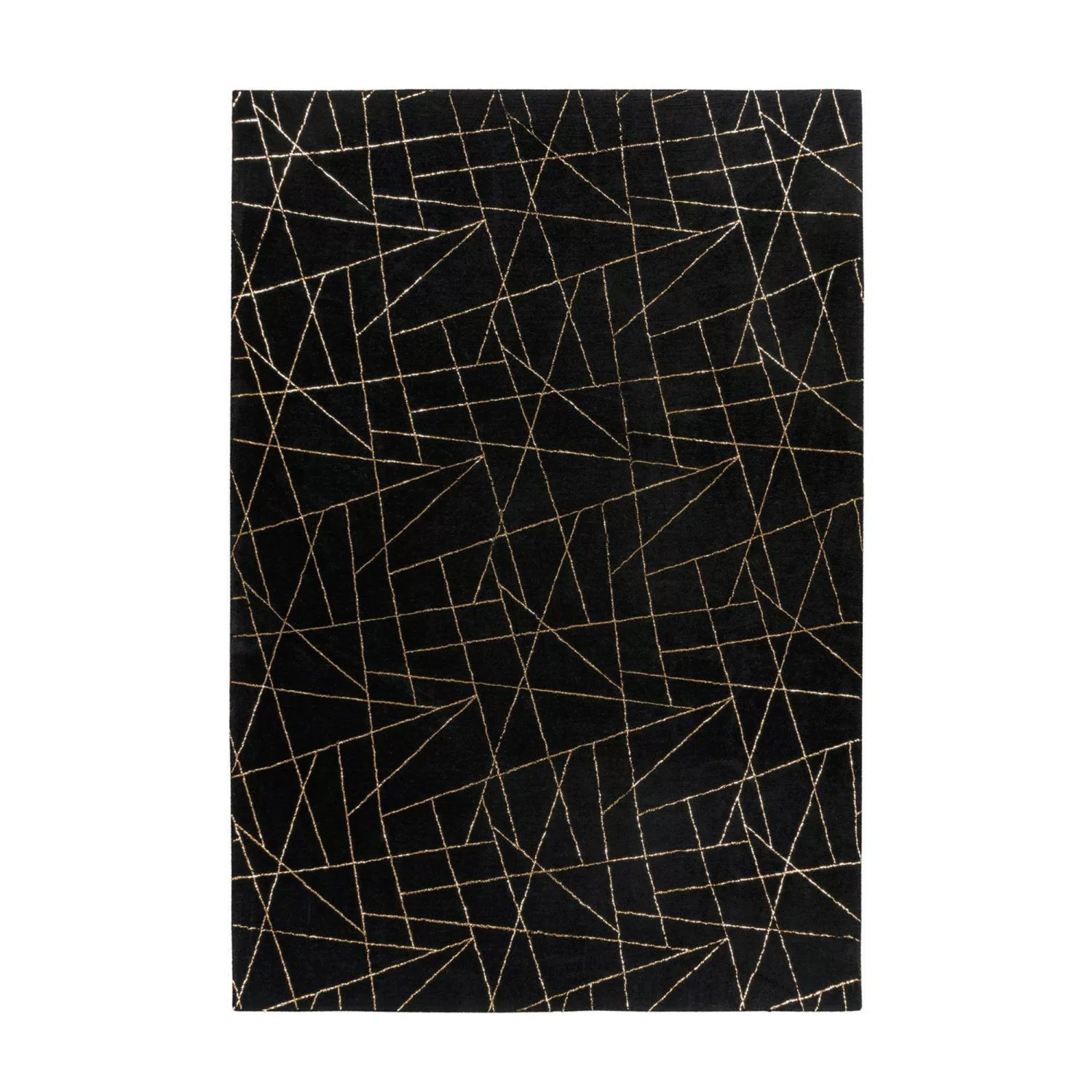 MeGusta Kurzflor Teppich Modern Schwarz - Gold 160x230 cm Magdalena günstig online kaufen