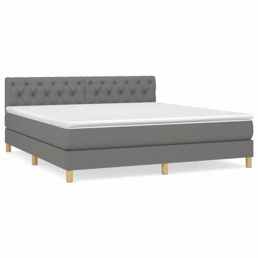 vidaXL Bettgestell Boxspringbett mit Matratze Dunkelgrau 160x200 cm Stoff B günstig online kaufen