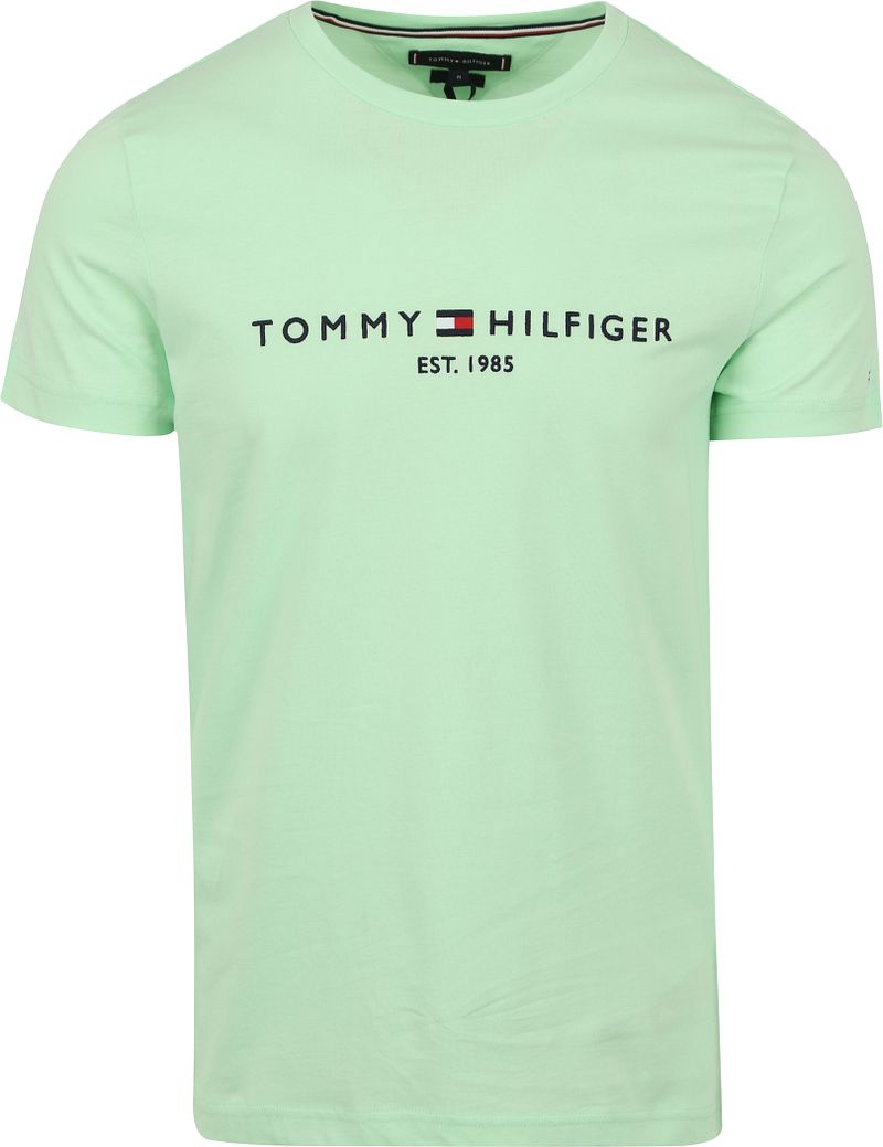 Tommy Hilfiger T-Shirt mit Logo Hellgrün - Größe S günstig online kaufen