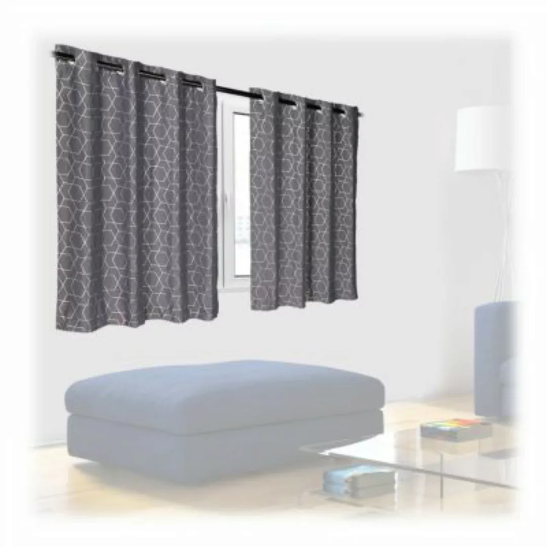 relaxdays 2 x Vorhang mit Muster 120 x 135 cm grau günstig online kaufen