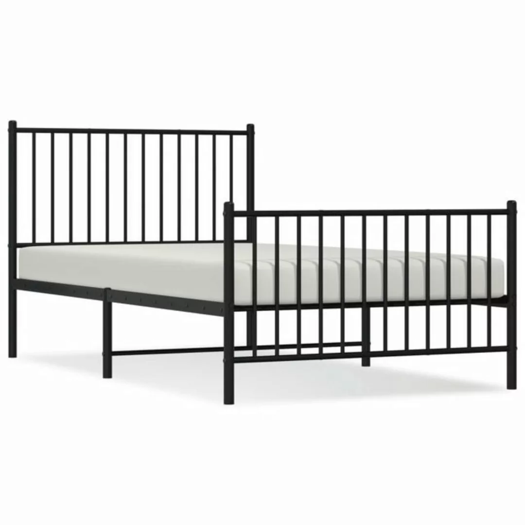 furnicato Bett Bettgestell mit Kopf- und Fußteil Metall Schwarz 100x190 cm günstig online kaufen