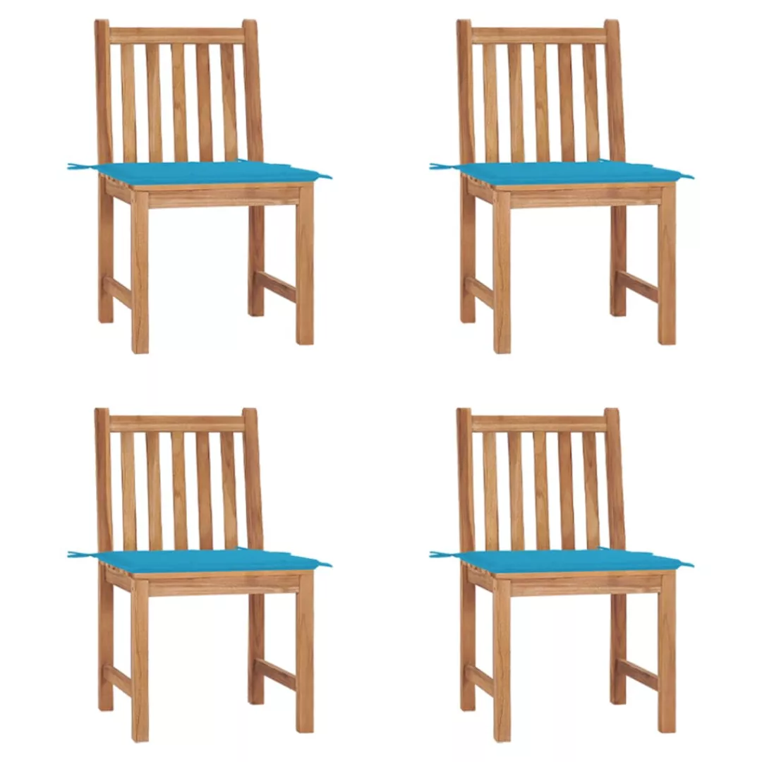 Gartenstühle 4 Stk. Mit Kissen Massivholz Teak günstig online kaufen