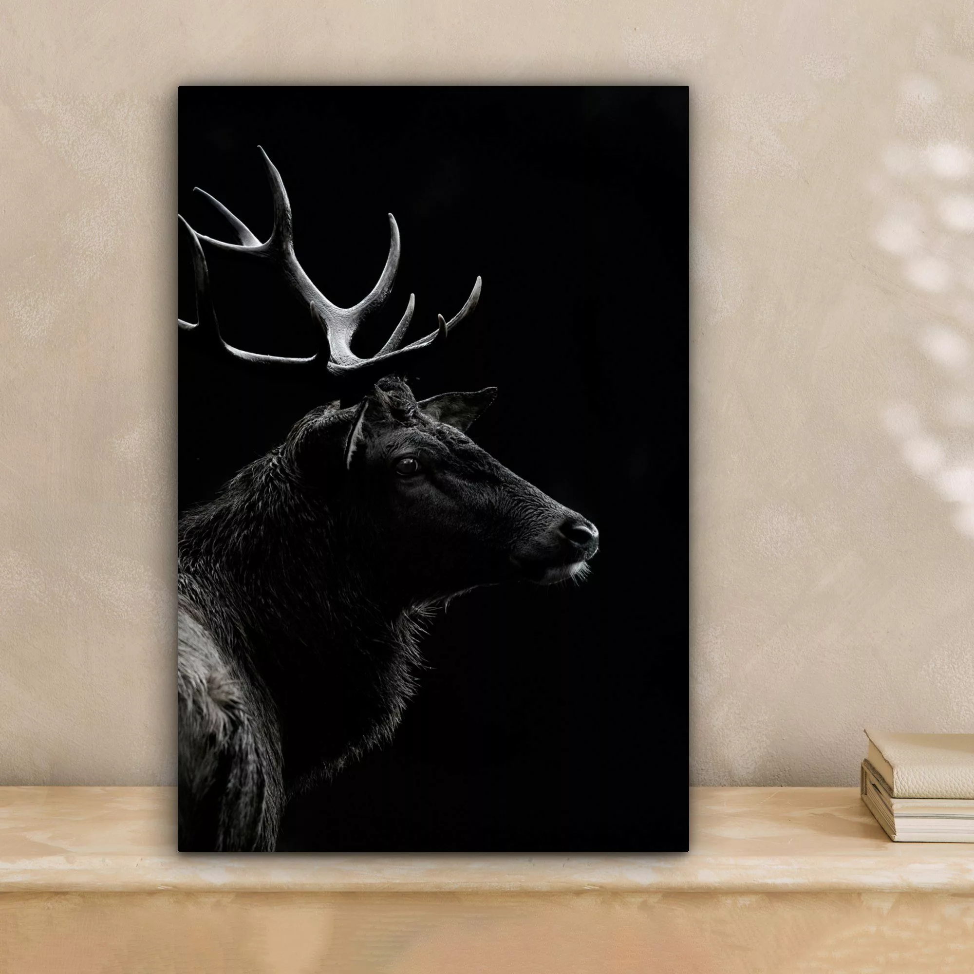 OneMillionCanvasses® Leinwandbild Hirsch - Schwarz - günstig online kaufen