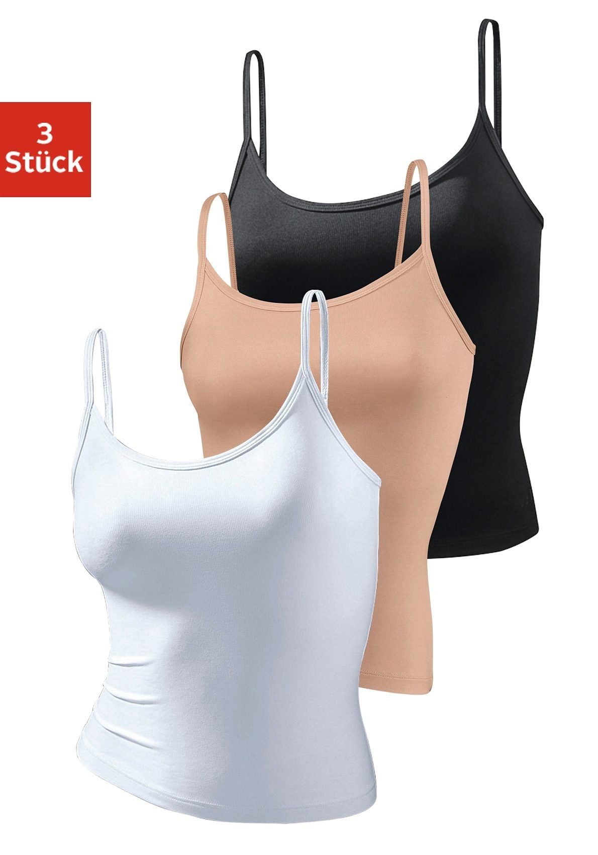 vivance active Spaghettitop (3er-Pack) aus weicher günstig online kaufen