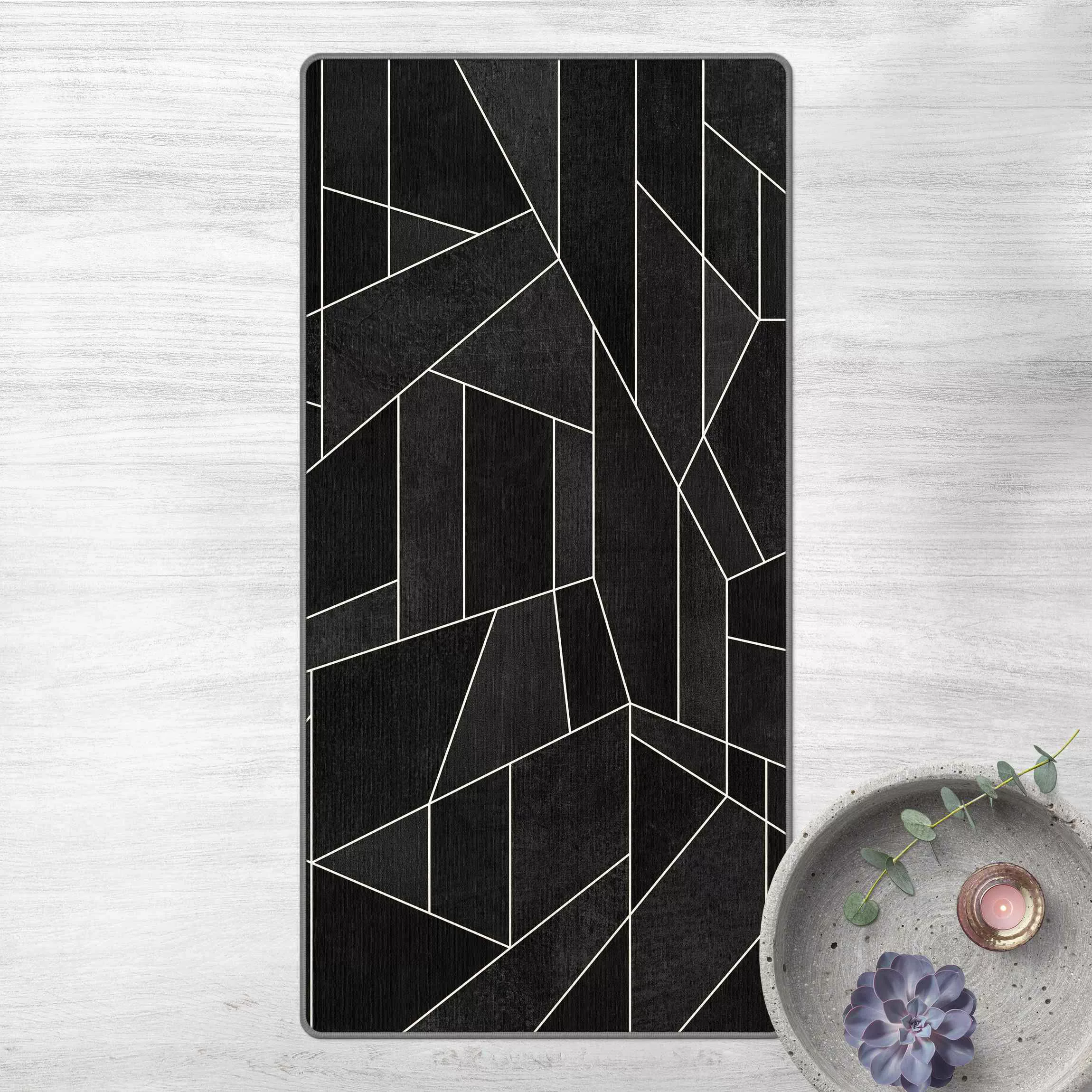 Teppich Schwarz Weiß Geometrie Aquarell günstig online kaufen