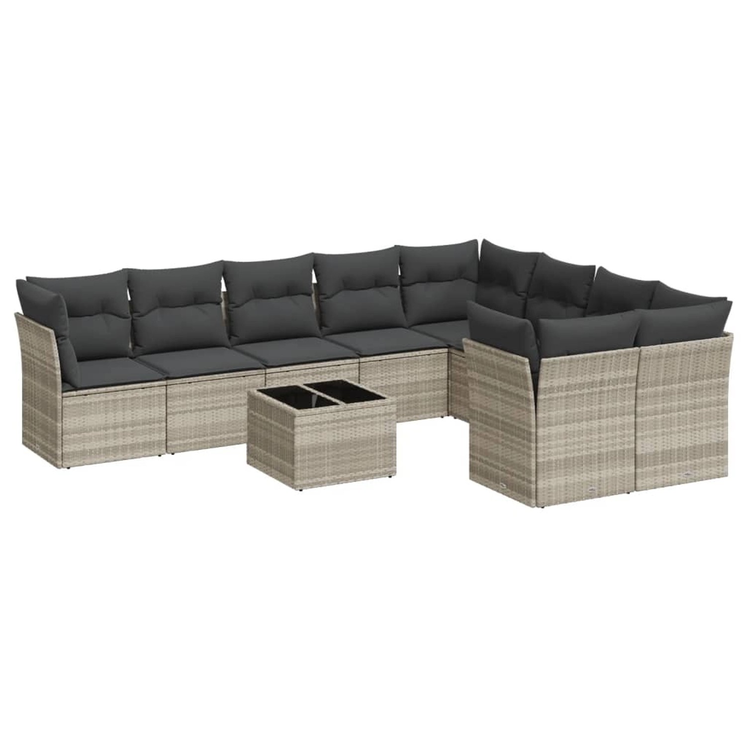 vidaXL 10-Tlg Garten-Sofagarnitur mit Kissen Hellgrau Poly Rattan 3218182 günstig online kaufen